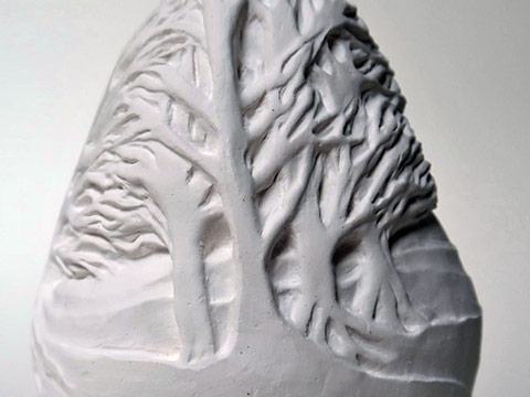 Plaster carving tree relief