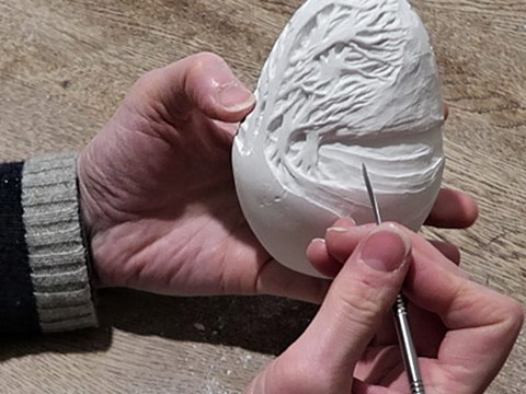 Plaster carving tree relief