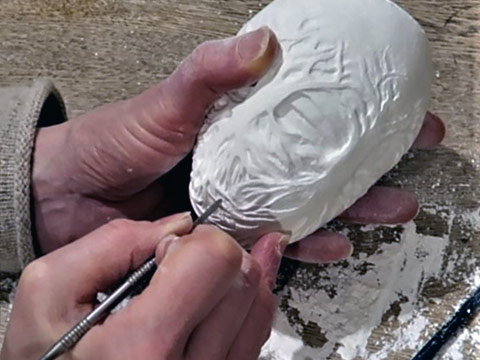 Plaster carving tree relief